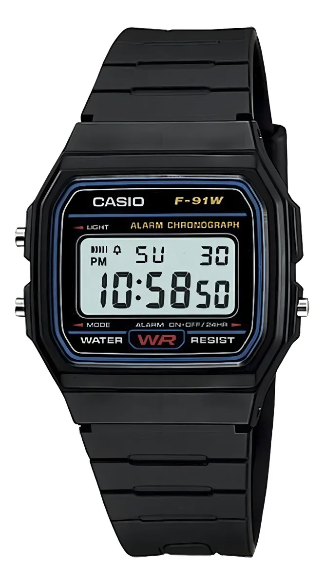 Reloj de pulsera Casio Collection F-91 de Cuerpo Color Negro