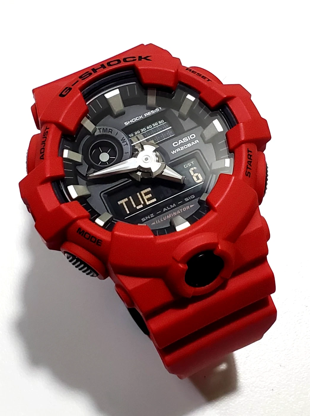 Reloj Digital Casio G-Shock Ga-700-4A Mod 5522 Super Iluminador Rojo/Negro - Image 2
