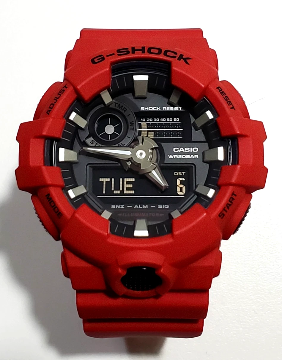 Reloj Digital Casio G-Shock Ga-700-4A Mod 5522 Super Iluminador Rojo/Negro